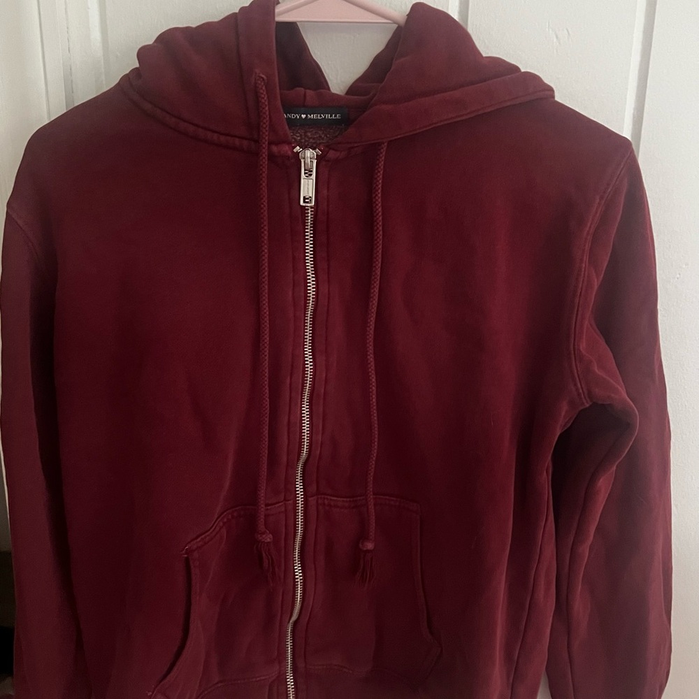 Brandy Melville burgundy zip up hoodie